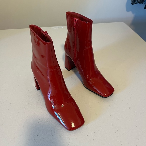 Jeffrey Campbell red patent leather ankle boots - Picture 1 of 6